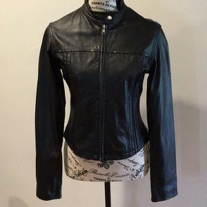 Black leather riding jacket